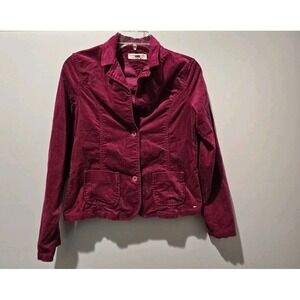VINTAGE Y2K Tommy Hilfiger Stretch Pink Velvet Button Jacket‎ Women's Size XL